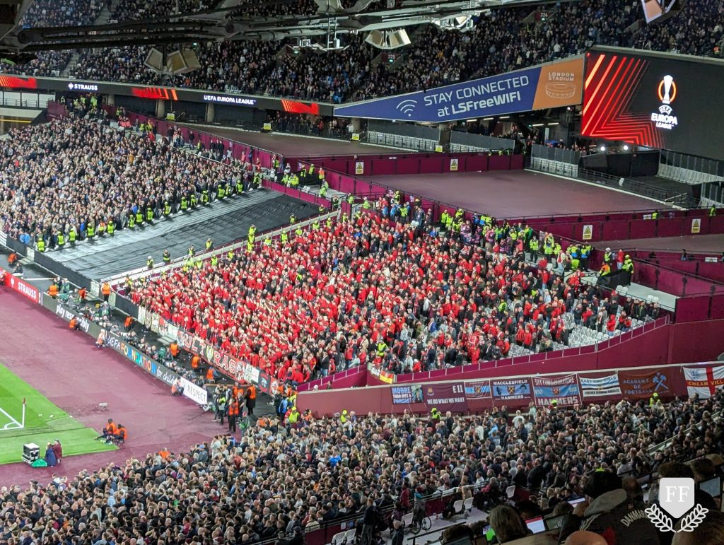 Bayer Leverkusen fans at the London Stadium