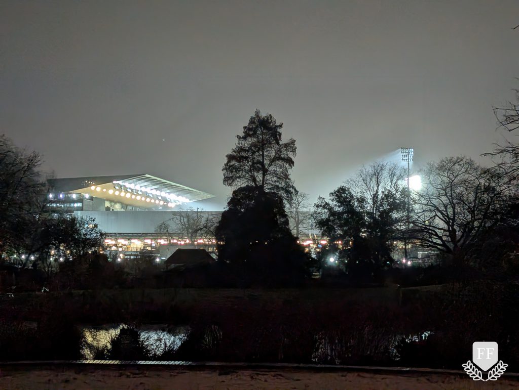 Craven Cottage at night